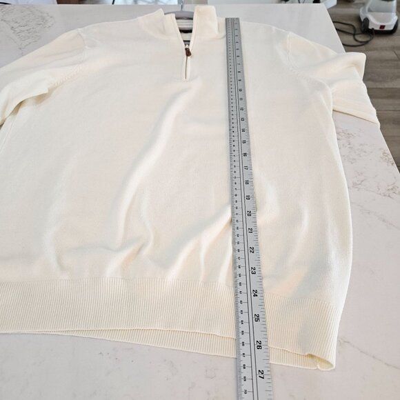 J. McLaughlin Mens Cream 1/4 Zip Sweater Soft Knit Cotton Size Medium - Picture 7 of 9